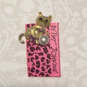 ☀️ Betsey Johnson Siamese Cat Pearl Brooch Pin